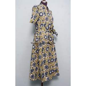 เดรสผ้าฝ้ายแท้พิมพ์ลายดอกไม้สไตล์หวานน่ารัก ใส่ได้ทุกวัน ใส่ไปงานปาร์ตี้ได้ ทรงคิงกูร่า ความยาวปานกลาง เรียบง่าย ซักได้ ทรงเอไลน์ - Product Image 5