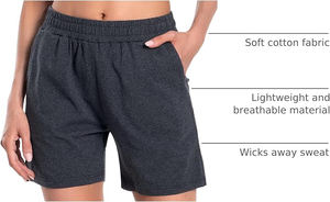 Shorts de cintura alta para mujer con diseño de forro polar, cinturón, bolsillos laterales, espalda fruncida con cordón y ajuste relajado para estar en casa. - Product Image 4