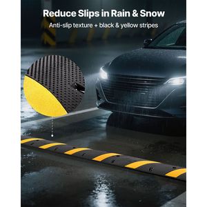 Rallentatore di velocità in gomma per impieghi gravosi da 6FT, capacità di carico 22000 libbre/asse, rampa protettiva per cavi da 72 pollici, 2 canali, per la sicurezza del traffico - Product Image 4