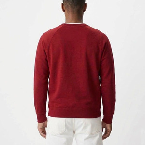 Sweat-shirt rouge uni de haute qualité pour homme, col rond, logo personnalisé, coupe ample, 100% coton, molleton terry. - Product Image 4