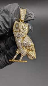 Colgante de moissanita con diseño de búho de dibujos animados, amuleto para amantes de las aves, chapado en oro, plata de ley 925, joyería fina, colgantes y amuletos - Product Image 6