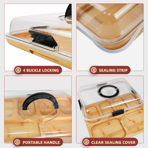 Cajas de Aperitivos de Estilo Moderno, Caja de Aperitivos de Madera de Lujo con Tapa, Cajas de Charcutería Multifuncionales Portátiles de Bambú - Product Image 5
