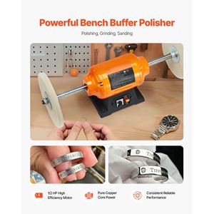 Lucidatrice da banco a doppia velocità da 8 pollici, 1/2HP, 1725RPM/3450RPM, 2 pezzi - Product Image 2