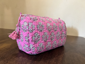 Pink Floral 3ps Set <b>Make</b> up Pouch Handmade Quilted Cotton Zipper Cosmetic Bag Women's <b>Make</b> up Organizer Wholesale Toiletry Pouch - Product Image 4