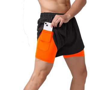 Shorts de sport pour hommes avec poche pour téléphone, séchage rapide, taille élastique, shorts noirs pour entraînement, course à pied, gym, fabricant OEM ODM - Product Image 5