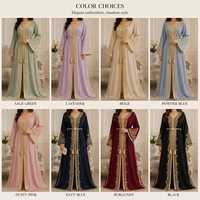 Vestido Kaftán Recto Color Rosa Pálido con Bordado Dorado, Estilo Marroquí de Lujo, Manga Larga, Prenda Modesta, Ecológica y Transpirable
