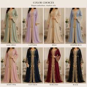 Vestido Kaftan Recto Color Rosa Pálido con Bordado Dorado, Estilo Marroquí de Lujo, Manga Larga, Prenda Modesta, Jalabiya de Diseñador para Mujer - Product Image 5