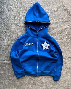 Sweat à capuche zippé pour homme, personnalisé, en tissu épais et lourd, avec broderie vintage et patch, effet délavé à l'acide - Product Image 1