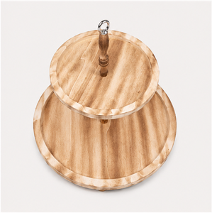 2 Tier Wooden Cake Stand Farmhouse Cupcake <b>Display</b> Stand with Metal Handle for Wedding Dessert <b>Table</b> and Home Party Decor - Product Image 5
