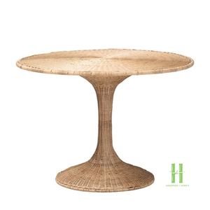 Mesa de Comedor Redonda de Mimbre Ecológica Hecha a Mano con Base de Ratán Natural, Ideal para Hogar, Restaurante y Hotel, Venta al Por Mayor - Product Image 6