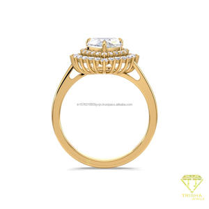 Anillo de Compromiso con Doble Halo de Diamantes Moissanite Corte Corazón en Oro Rosa de 14K, Anillo de Novia Vintage, Regalo Romántico de Aniversario de Bodas - Product Image 4