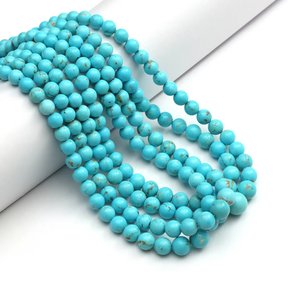 Perles rondes en turquoise Sleeping Beauty Arizona 5-8mm, pierres précieuses naturelles en vrac pour la fabrication de bijoux, vente en gros - Product Image 3