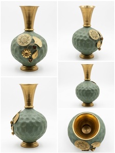 Premium Two Toned High Quality <b>Texture</b> Flower Vase for Home and Wedding Decoration with Metal Decor Accessories Vintage Vases - Product Image 5