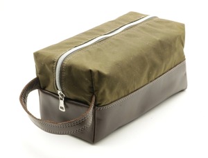 Vintage Waxed Canvas Leather Toiletry Bag Custom Logo Travel Shaving Dopp Kit Waterproof Cosmetic Organizer <b>Case</b> LCTB-0080 - Product Image 1