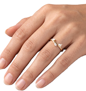 Marquise Round Lab Grown Diamond 10K 14K Solid Gold Cluster <b>Ring</b> Minimalist Leaf Design <b>Dainty</b> <b>Ring</b> Proposal <b>Ring</b> Romantic <b>Ring</b> - Product Image 5