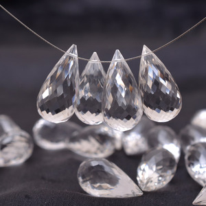 Perles de quartz AAA+ facettées en forme de goutte d'eau, 8x16 mm, cristal de quartz naturel transparent, pierres semi-précieuses, perles en vrac pour bijoux - Product Image 1