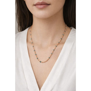 Collar de Cadena Sólida Revalia con Cuentas de Turquesa, Joyería Minimalista para Mujer, Ideal para Fiestas - Product Image 4