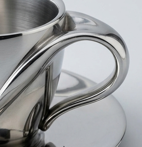 Stainless Steel Espresso <b>Cup</b> <b>and</b> <b>Saucer</b> Set Modern Metal Tea <b>Coffee</b> Mug with Handle - Product Image 3