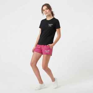 Conjunto de Camiseta Negra y Pantalones Cortos Rosas para Mujer, Dos Piezas Casuales de Algodón Transpirable, Corte Regular, Ropa de Primavera/Verano - Product Image 5