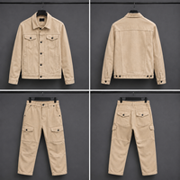 Ensemble veste bomber longue et pantalon blanc pour homme, logo frontal, cuir PU, couleur unie, col rabattu, fermeture boutonnée, vêtement de printemps