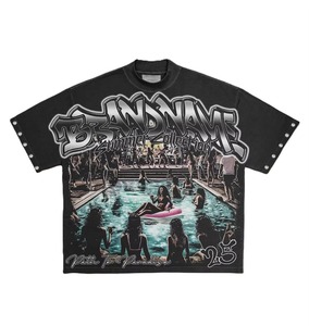 Ensemble court personnalisé pour homme avec impression sérigraphique, coupe oversize vintage, style boxy, en coton délavé soleil, idéal pour l'été - Product Image 5