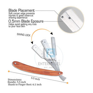 Custom Made Barber Tools <b>Straight</b> Shaving <b>Razors</b> with Wood Handle and Stainless Steel for Men Grooming - Product Image 2
