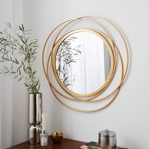 Modern Brass Round <b>Wall</b> <b>Mirror</b> <b>Decorative</b> Framed Art Design for Home Interior - Product Image 2