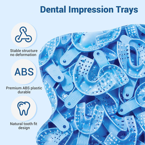 Juego Profesional de 10 Bandejas Desechables Azules para Impresiones Dentales |   Kit de Bandejas de Plástico Rígido Perforadas para Clínicas Dentales - Product Image 6