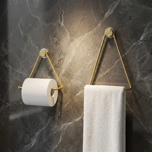 Modern Brass Triangle Towel Ring Toilet Paper Holder Wall Mounted Metal <b>Bathroom</b> Accessory Minimalist Decorative Organizer <b>Set</b> - Product Image 4