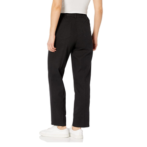 Pantalon noir à taille haute pour femme, coupe droite, décontracté, en sergé de coton, pour le bureau, pantalon à cinq poches, pantalon tendance pour femme - Product Image 3