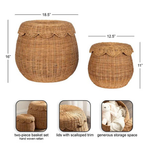 Finition naturelle et accueillante, option charmante pour le rangement des peluches ou des jouets. Ensemble de deux paniers charmants qui se marient parfaitement dans un style contemporain. - Product Image 6