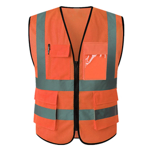 Chaleco de seguridad ejecutivo de alta visibilidad con diseño reflectante y múltiples bolsillos para herramientas y dispositivos móviles, equipo para trabajadores de obras de construcción - Product Image 1