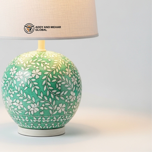 Modern Bone Inlay Round <b>Table</b> <b>Lamp</b> Aesthetic Floral Inlay Ginger Jar Light High-End Handicraft Accent <b>Lantern</b> with Custom - Product Image 2