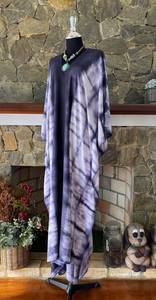 ชุดเดรสคาฟทันผ้าเรยอนย้อมสีแบบชิโบริ  ไซส์พลัส  งานศิลปะที่สวมใส่ได้  สไตล์โบฮีเมียน  ชุดเดรสยาวสำหรับผู้หญิง - Product Image 2