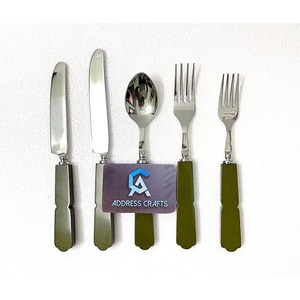Ensemble de couverts de table occidentaux en acier inoxydable 304 avec manche en résine, comprenant cuillère, fourchette et couteau, pour la mise en place de la table - Product Image 3