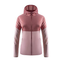 Veste coupe-vent légère pour homme, style sweat à capuche, avec fermeture éclair et design patchwork, pour activités de plein air