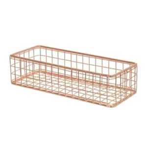 Black Metal Wire Storage <b>Basket</b> with Wooden Handles Mesh Bottom Rectangular Iron Organizer Bin for Kitchen Pantry <b>Bathroom</b> - Product Image 2