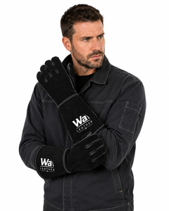 Guantes de soldador TIG de cuero de cabra serraje personalizados hasta el codo, con protección contra salpicaduras de metal fundido y llama, de secado rápido para trabajo. - Product Image 2