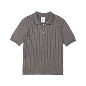เสื้อเชิ้ตแขนสั้นติดกระดุมผู้ชาย สีพื้น ผ้ากันยับ 100% อะคริลิก เสื้อถักสำหรับผู้ใหญ่ ผลิตในเวียดนาม ODM สไตล์ลำลอง ลายเคเบิ้ล - Product Image 1