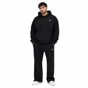 Conjunto Deportivo Oversize para Hombre, Sudadera de Algodón Grueso, Pantalones Deportivos de Pierna Ancha con Aberturas Laterales, Proveedor de Logotipos Personalizados - Product Image 1