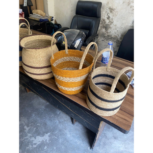 Handwoven Eco-Friendly Paper Rope Storage <b>Baskets</b> Set With Handles Wholesale Customizable Handcrafted <b>Gift</b> <b>Hamper</b> <b>Baskets</b> - Product Image 4