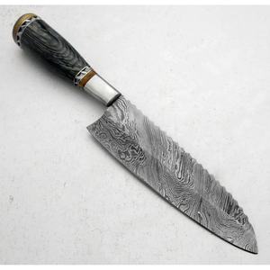 Cuchillo de Chef Personalizado Hecho a Mano Jexmoo con Hoja de Acero de Damasco de 8 Pulgadas, Mango de Madera y Funda de Cuero - Regalo para Chef - Product Image 3