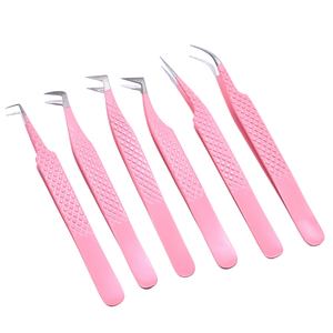 Outils professionnels de haute précision en acier inoxydable pour extensions de cils, ensemble de 4 ou 5 pinces à cils avec brosse à cils pour salon et domicile - Product Image 1
