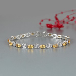Natural Citrine Stone 925 Sterling Silver <b>Charm</b> Bracelet Handmade Luxury Jewelry Gift for Women Party Occasion - Product Image 1