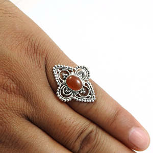 Anillo de plata de ley 925 con piedra de cornalina de corte ovalado, anillo retro con piedra de cornalina natural para ella a un precio razonable. - Product Image 2