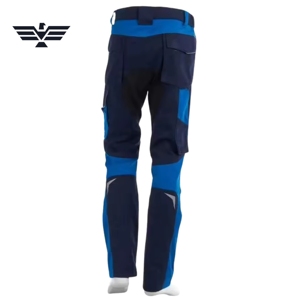 Men's Fluorescent Polyester Heavy Duty <b>Work</b> <b>Pants</b> Navy Royal Blue Reinforced Utility <b>Cargo</b> Trousers Multi-Pocket Construction - Product Image 2