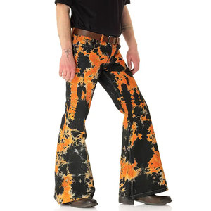Pantalon évasé tie-dye pour homme, tissé mi-lourd, style décontracté d'été, fermeture boutonnée - Product Image 3