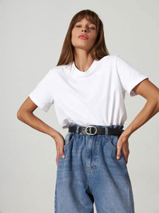 Camiseta Oversize Casual de Moda 2026 para Mujer, Ropa con Logotipo Personalizado, Mangas Cortas, Camiseta Holgada de Verano para Mujer - Product Image 3