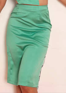 Nueva Falda Ajustada con Pedrería Verde, Cintura Alta, Corte Entallado, Brillante, Mini Falda para Fiesta, Club, Noche, Moda - Product Image 3