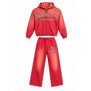 Custom 500gsm <b>Baggy</b> <b>Jogger</b> and Hoodie Track Suit Sweatpants Set Unisex Oversized Fleece Cotton Tracksuit <b>Men</b> Custom Sweatsuit - Product Image 6